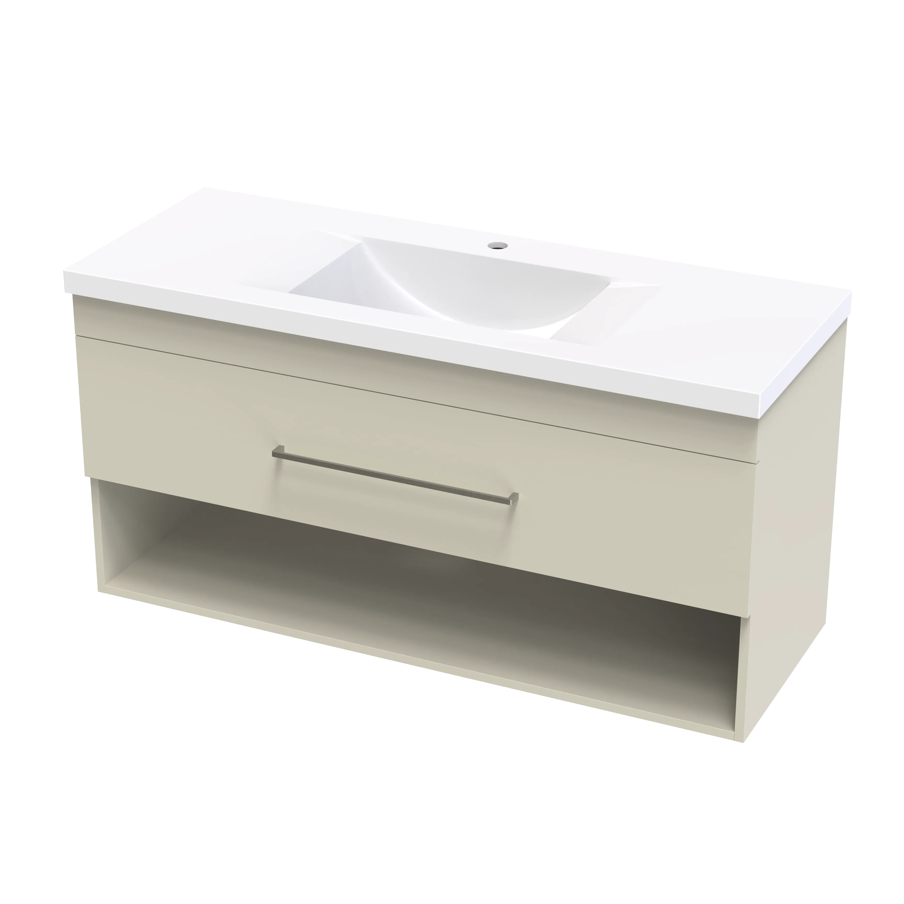 Cashmere Norfolk 1200 Drawer Open Shelf Wall Vanity