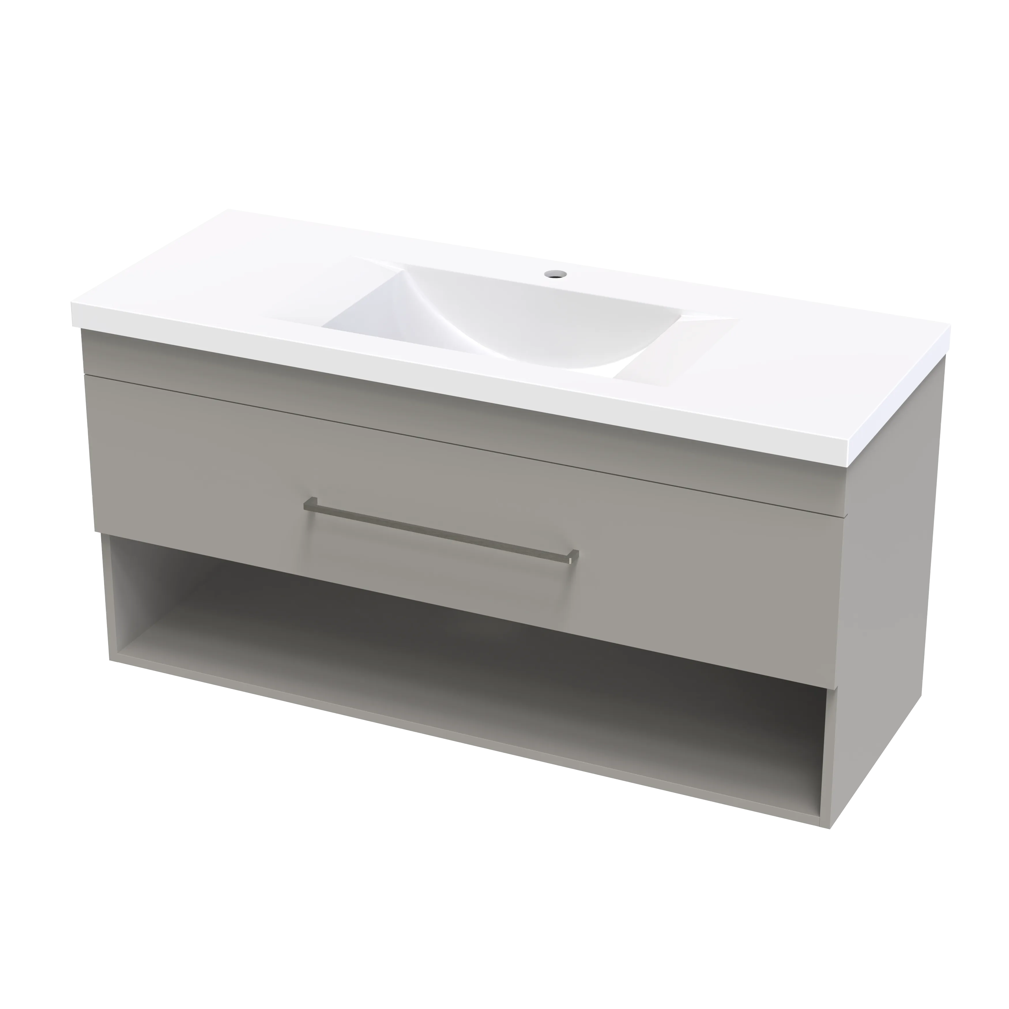 Cashmere Norfolk 1200 Drawer Open Shelf Wall Vanity