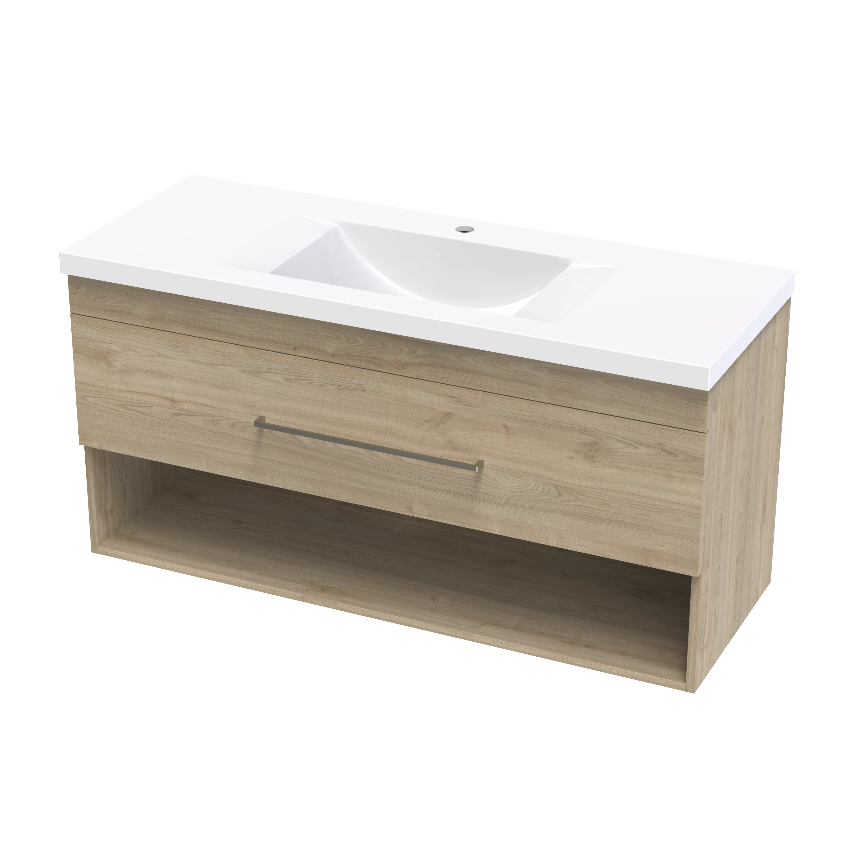 Cashmere Norfolk 1200 Drawer Open Shelf Wall Vanity