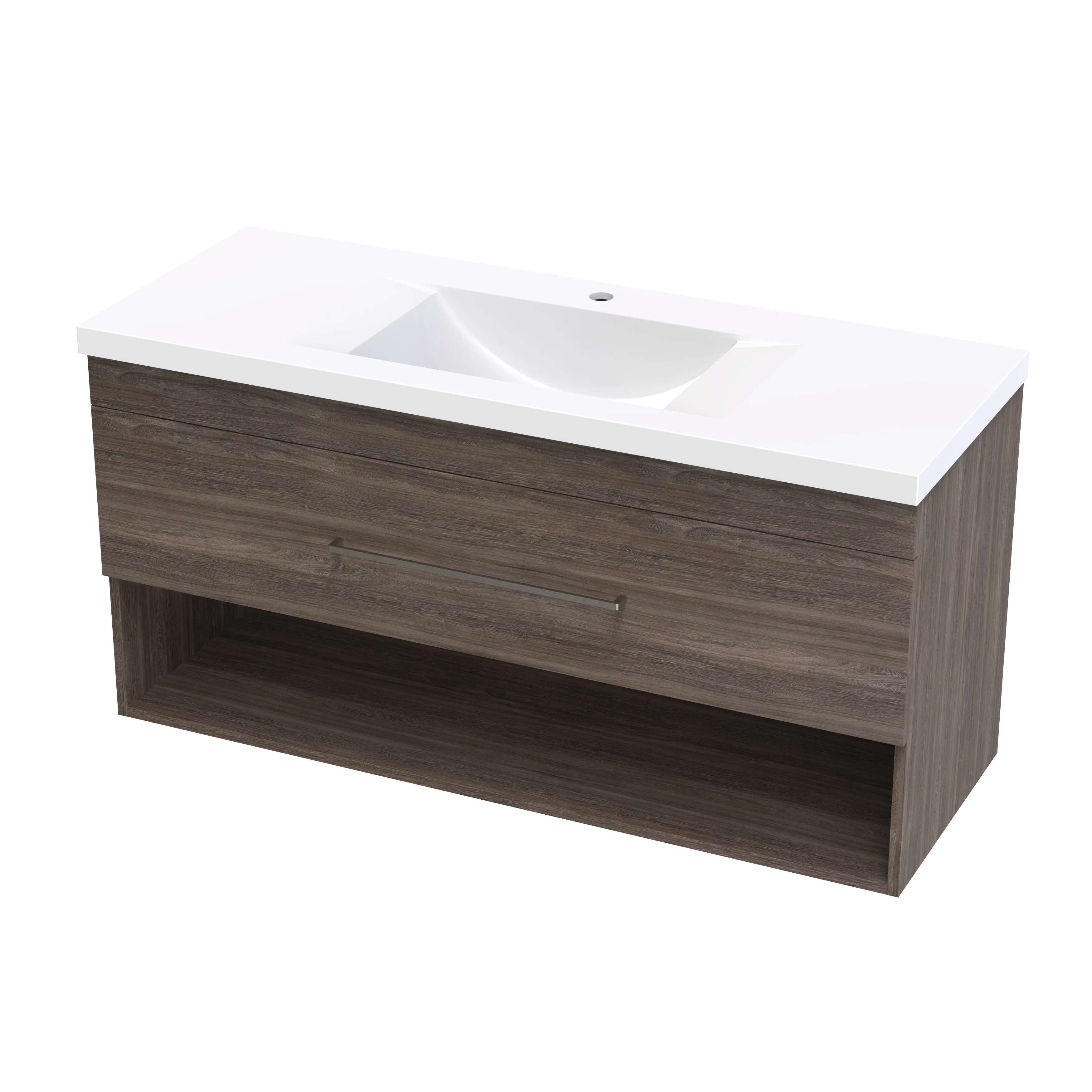 Cashmere Norfolk 1200 Drawer Open Shelf Wall Vanity