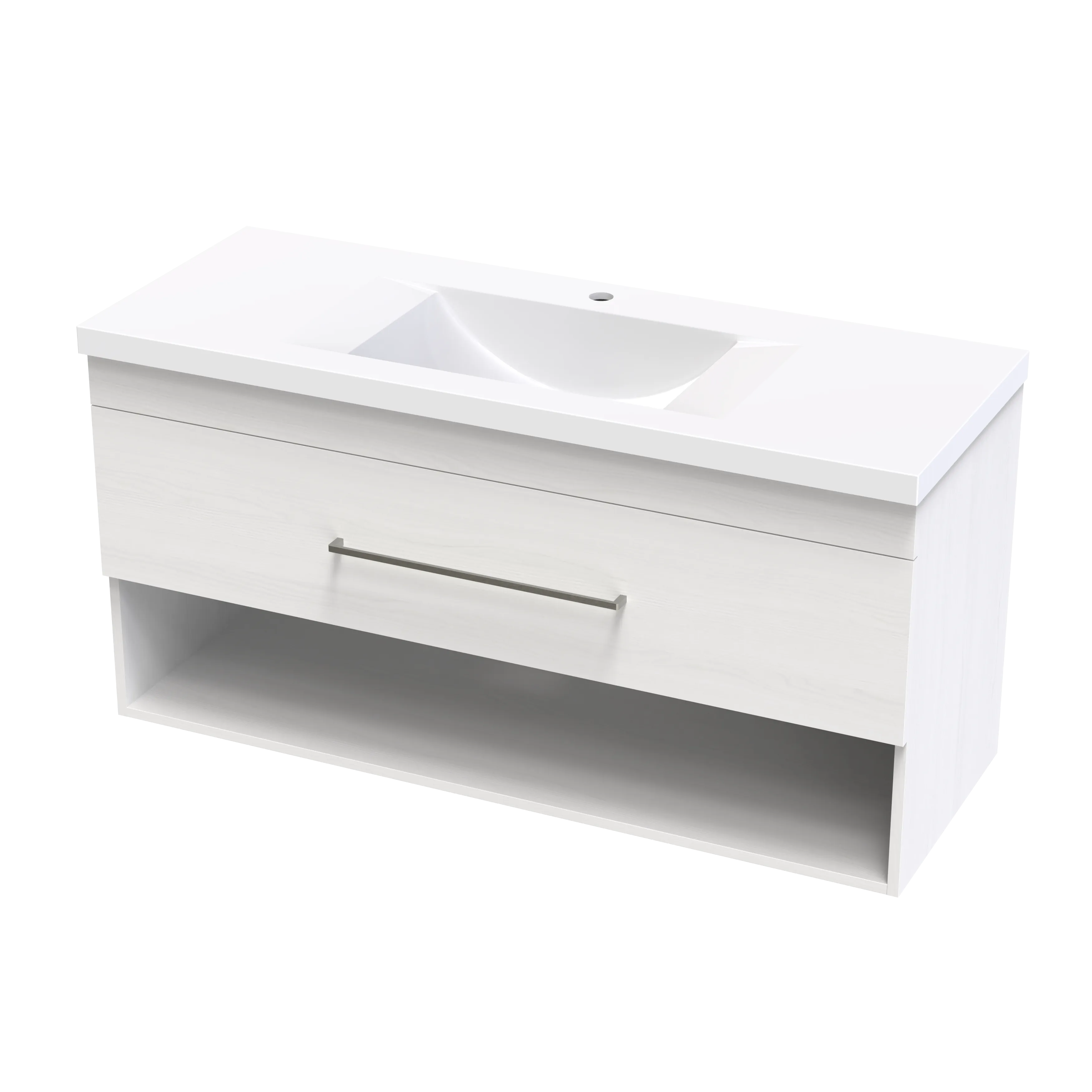 Cashmere Norfolk 1200 Drawer Open Shelf Wall Vanity