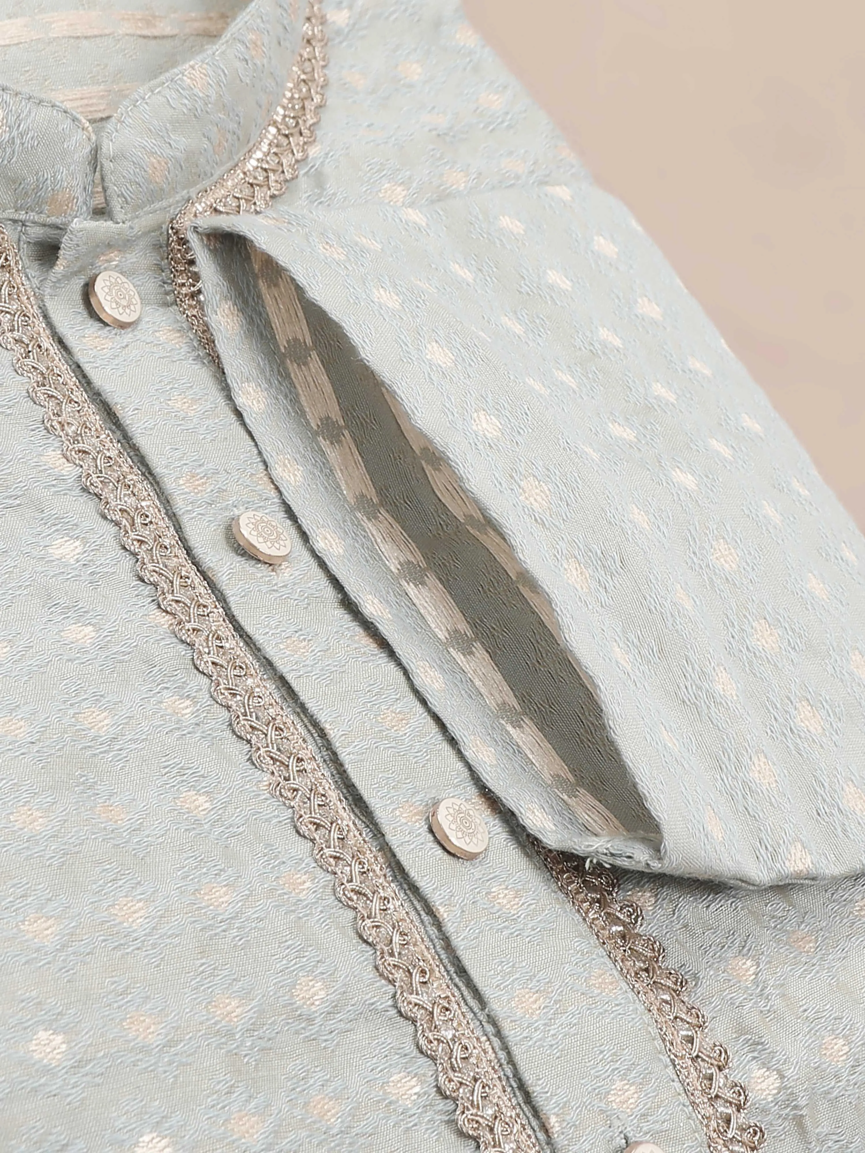 Cement Grey Banarasi Buta Long Kurta