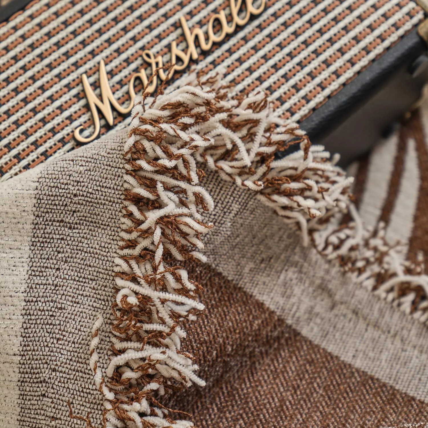 Coffee Colour, Wavy Print, All-Season Chenille Sofa Throw | Anti-Slip