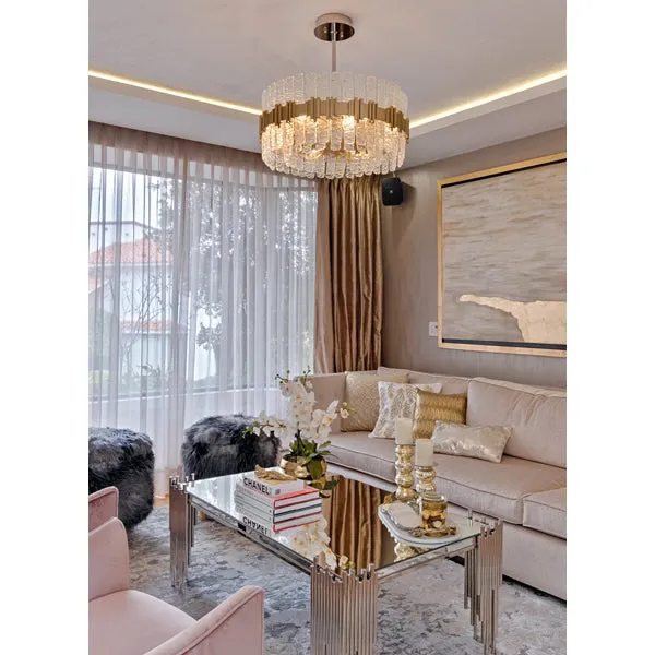Corbett Lighting Ciro Gold Leaf Hand-Crafted 8lt Ceiling Pendant