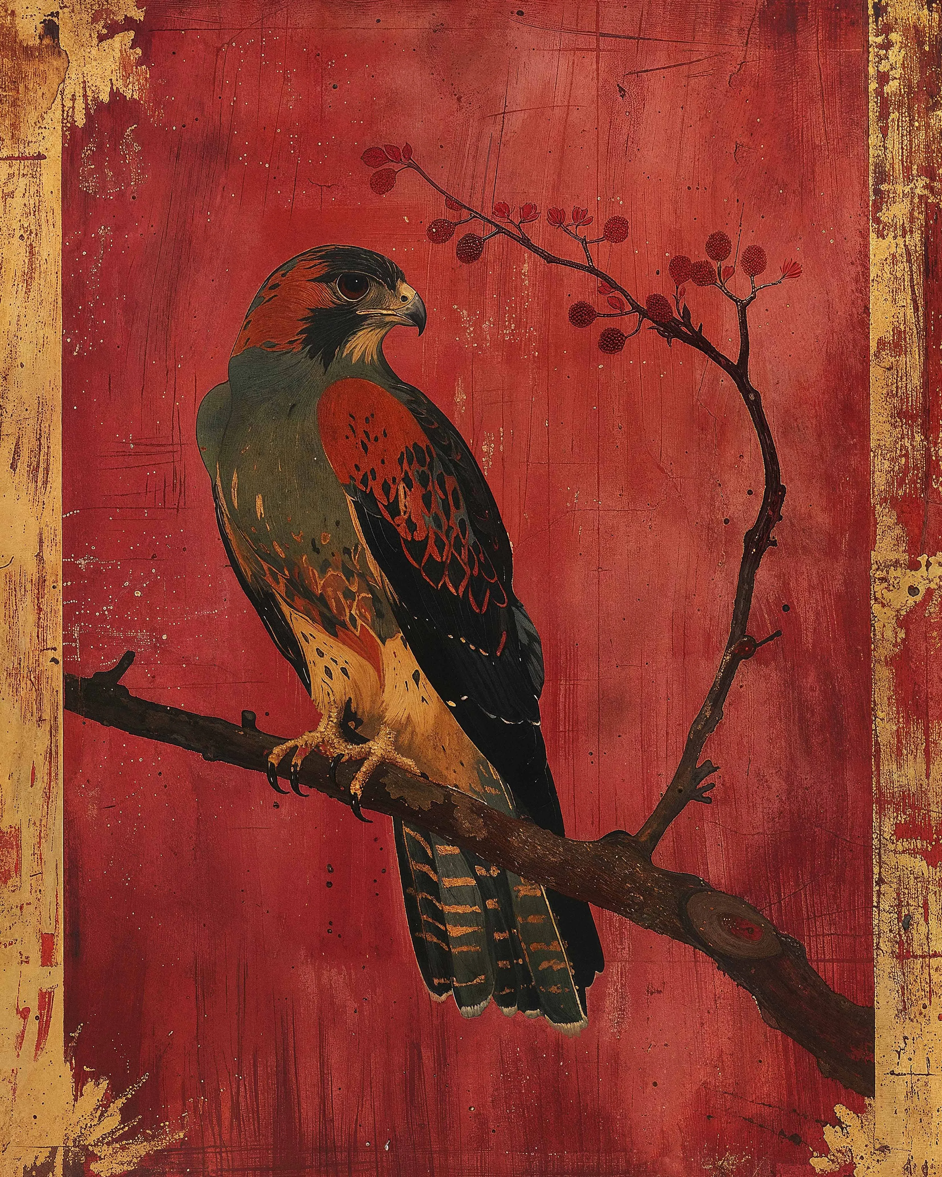 Crimson Majesty - Falcon of the Silk Road - Limited Edition Canvas
