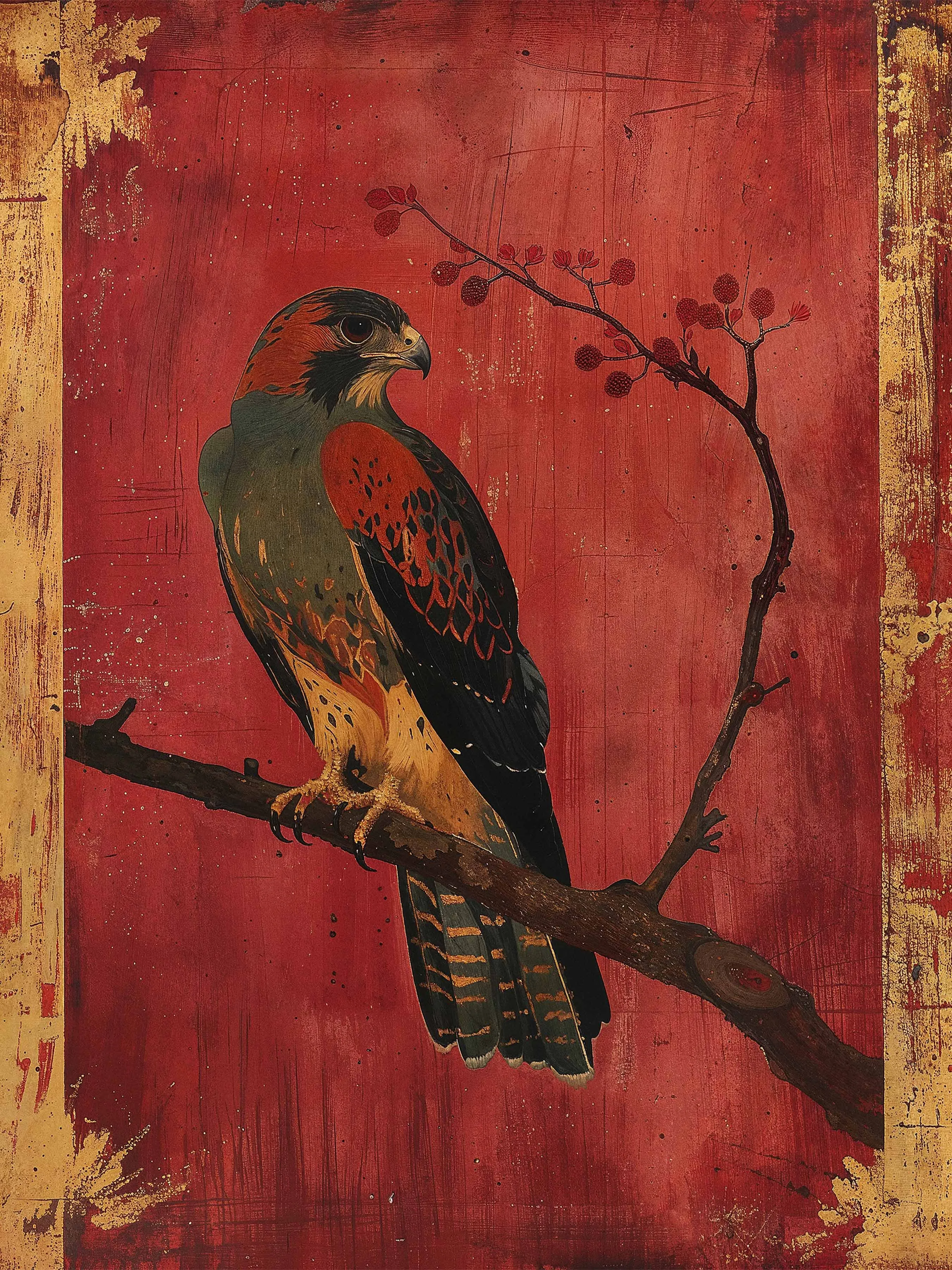 Crimson Majesty - Falcon of the Silk Road - Limited Edition Canvas