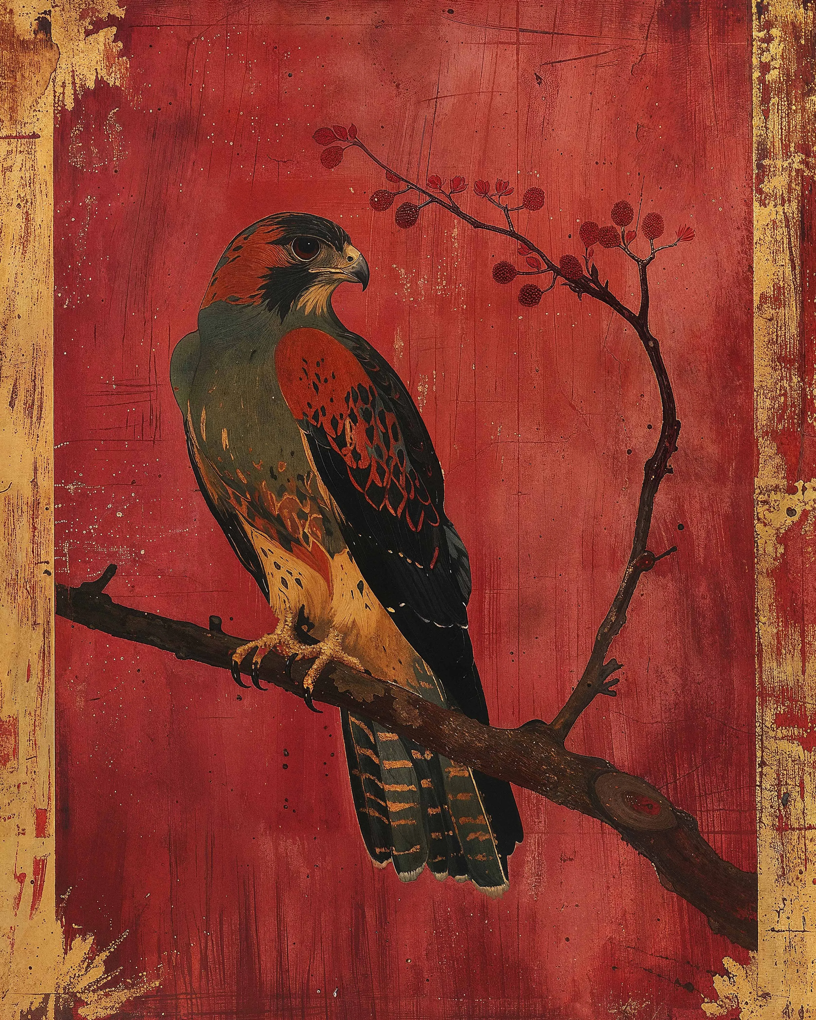 Crimson Majesty - Falcon of the Silk Road - Limited Edition Canvas