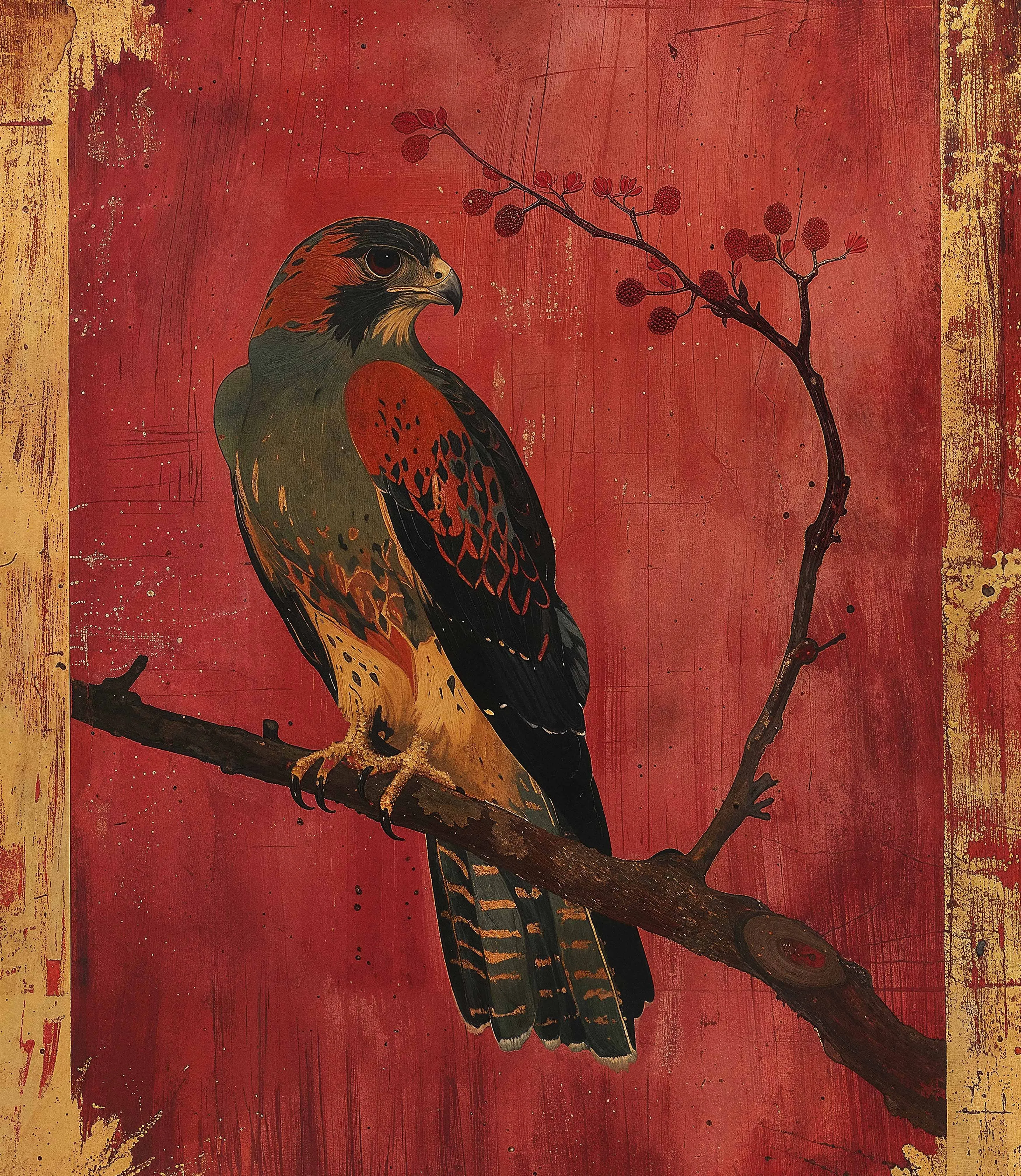 Crimson Majesty - Falcon of the Silk Road - Limited Edition Canvas