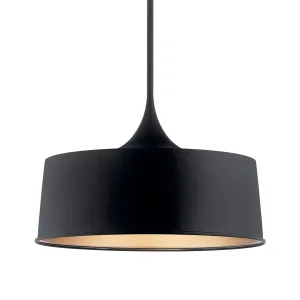 Elias 24" 1-Light Convertible Pendant Light with Metal Dome Shade, Black Finish