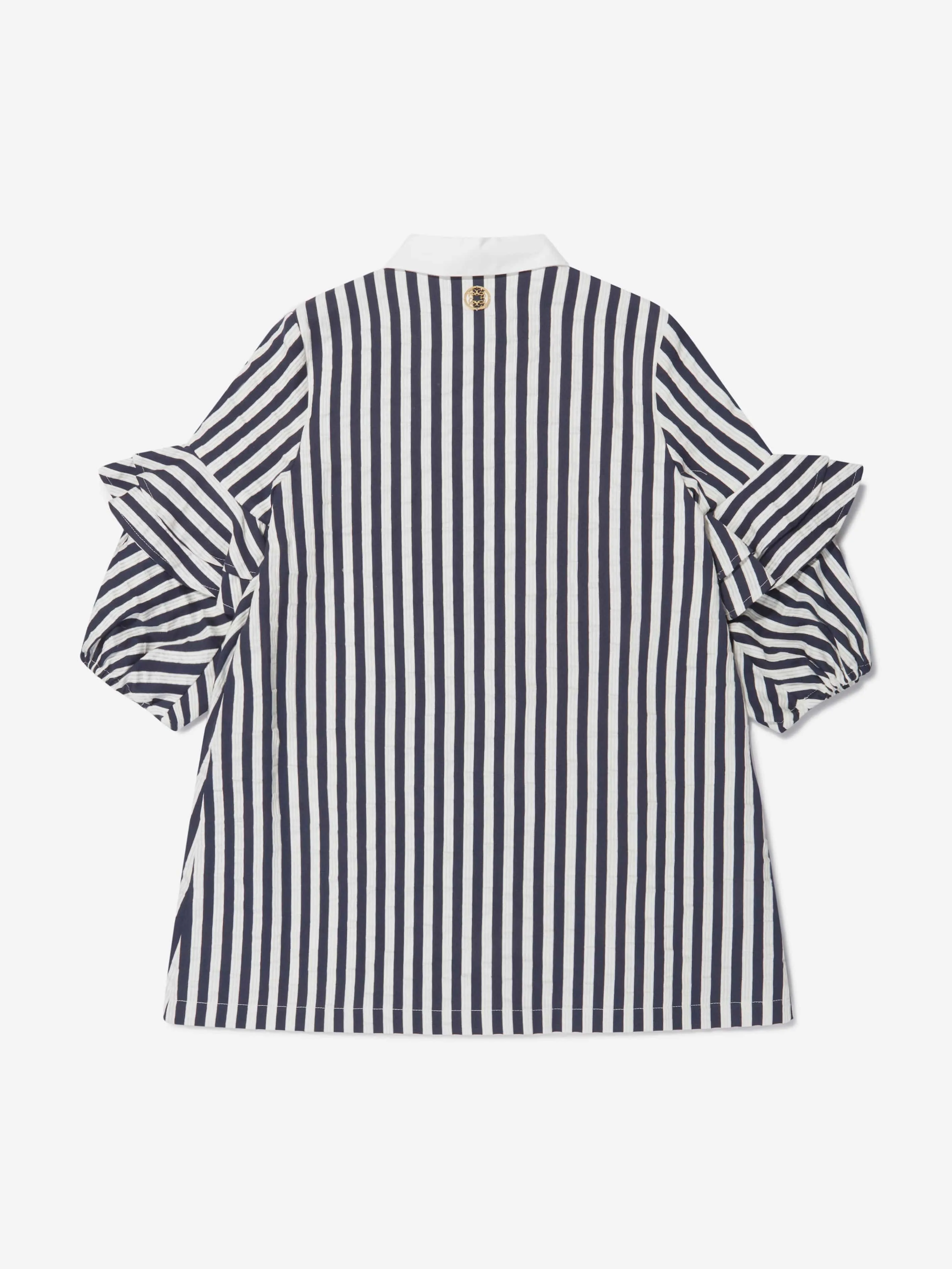 Elie Saab Girls Cotton And Silk Striped Ruffle Trim Dress
