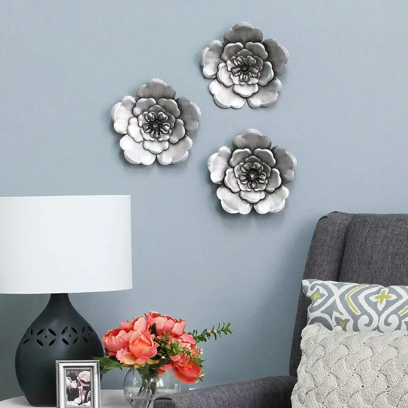 Epps 3 Piece Metal Flower Wall Decor Set (Set of 3