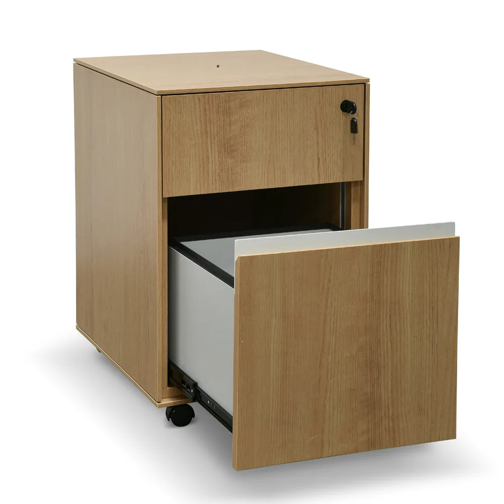 Excel 2 Drawer Wooden Mobile Pedestal - Natural