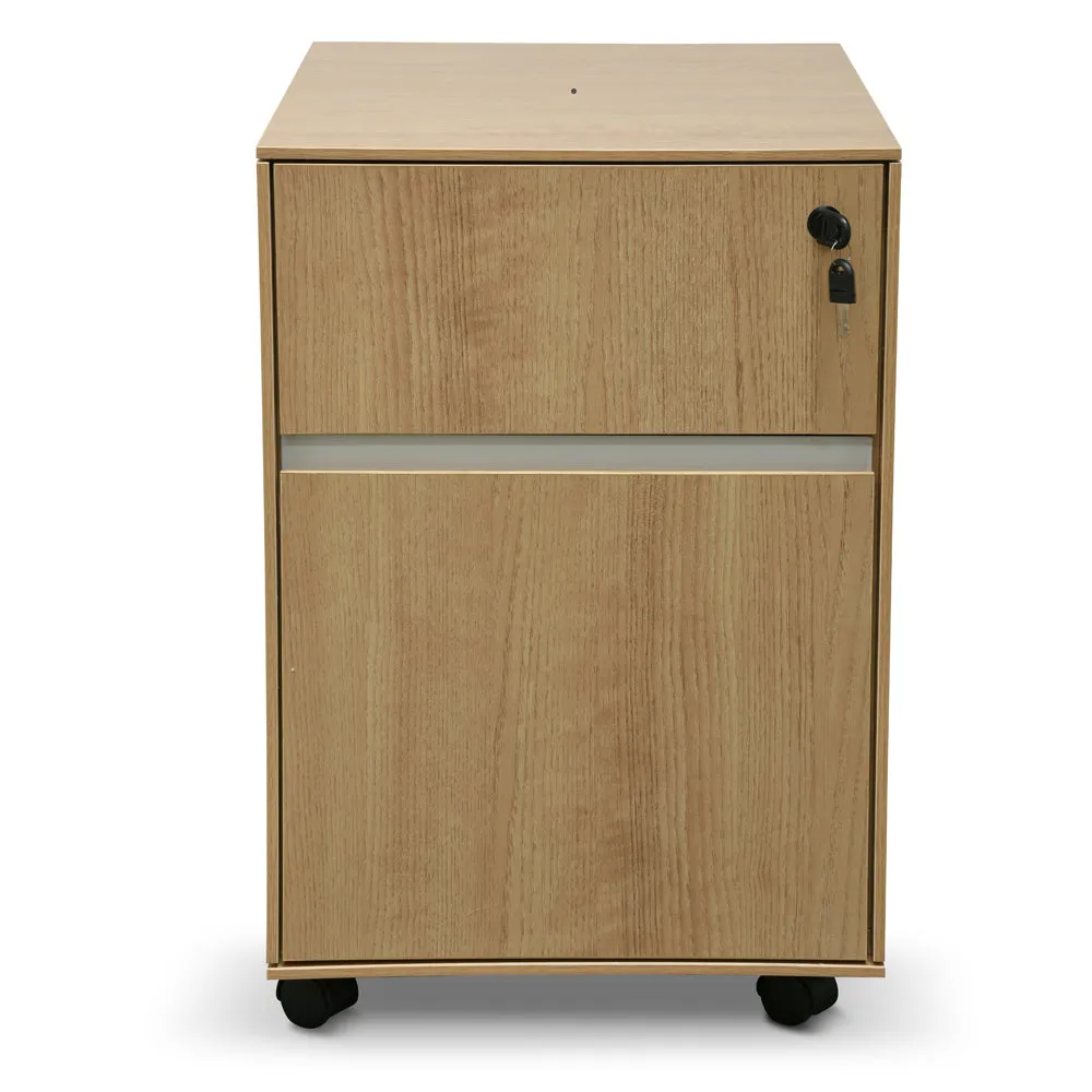 Excel 2 Drawer Wooden Mobile Pedestal - Natural