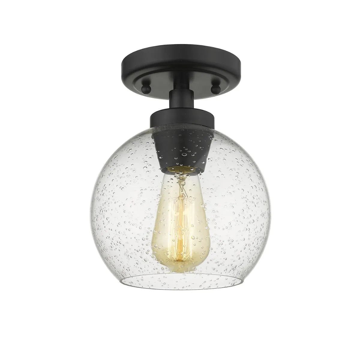 Galveston 9 in. Semi Flush Mount Light Black Finish Seeded