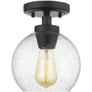 Galveston 9 in. Semi Flush Mount Light Black Finish Seeded