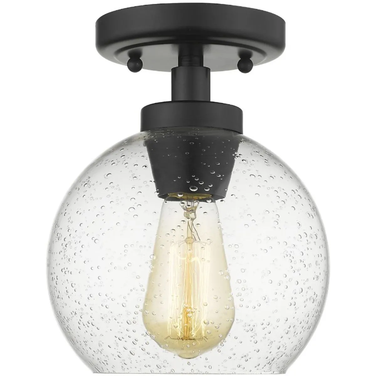 Galveston 9 in. Semi Flush Mount Light Black Finish Seeded