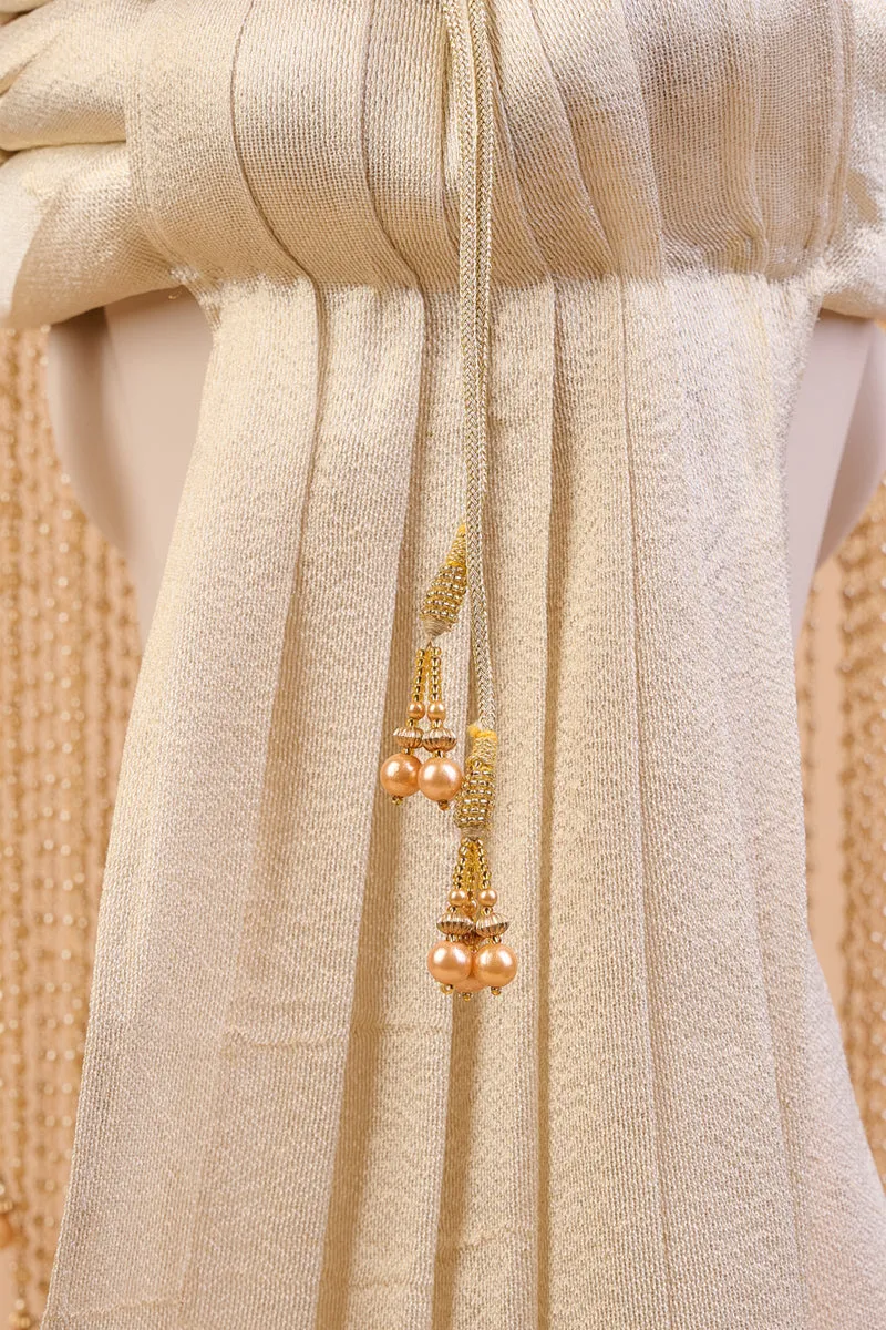 Gold Embroidered Sehra With Golden Drop Beads