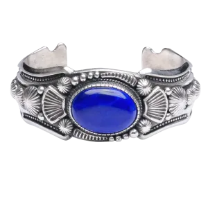 Hand-stamped Lapis Cuff | Artisan Handmade