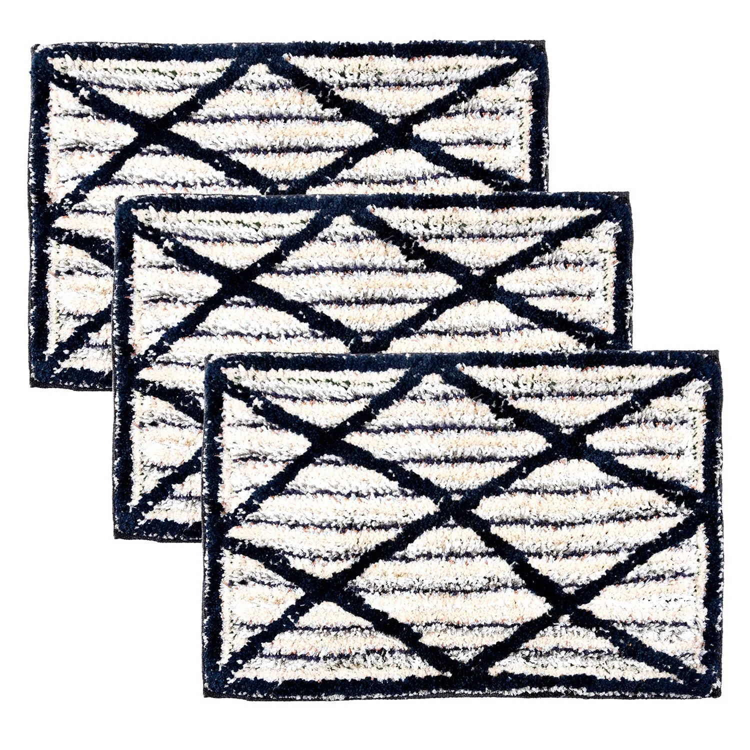 Heart Home Door Mat | Dust Trapper Mat | Door Entrance Mat | Anti-Skid Door Mat | Floor Mat for Home Entrance | Katli Mingle Door Mat | Entryway Door Mat | Pack of 3 | Blue