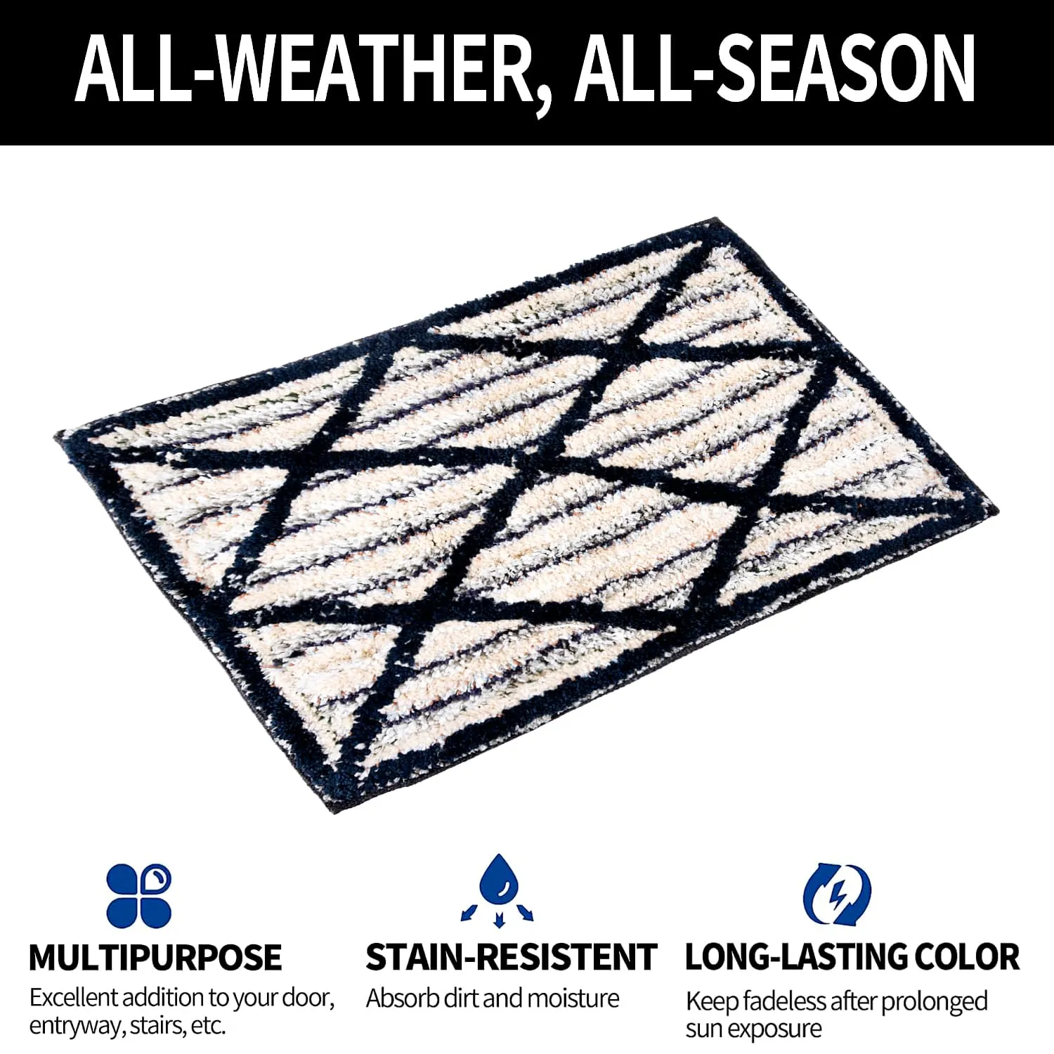 Heart Home Door Mat | Dust Trapper Mat | Door Entrance Mat | Anti-Skid Door Mat | Floor Mat for Home Entrance | Katli Mingle Door Mat | Entryway Door Mat | Pack of 3 | Blue