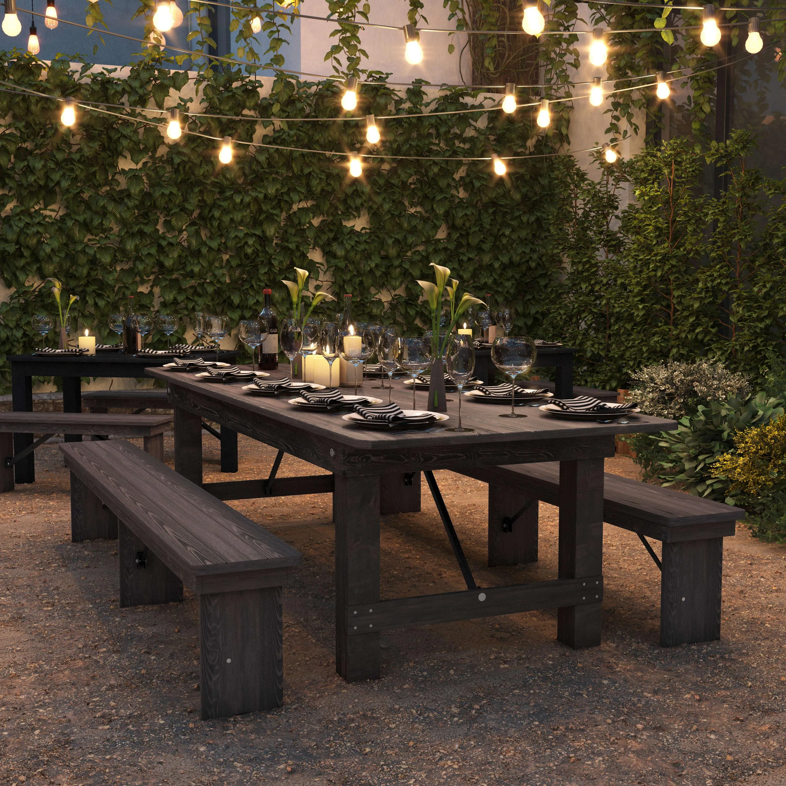 HERCULES Series 9' x 40" Rectangular Solid Pine Folding Farm Table