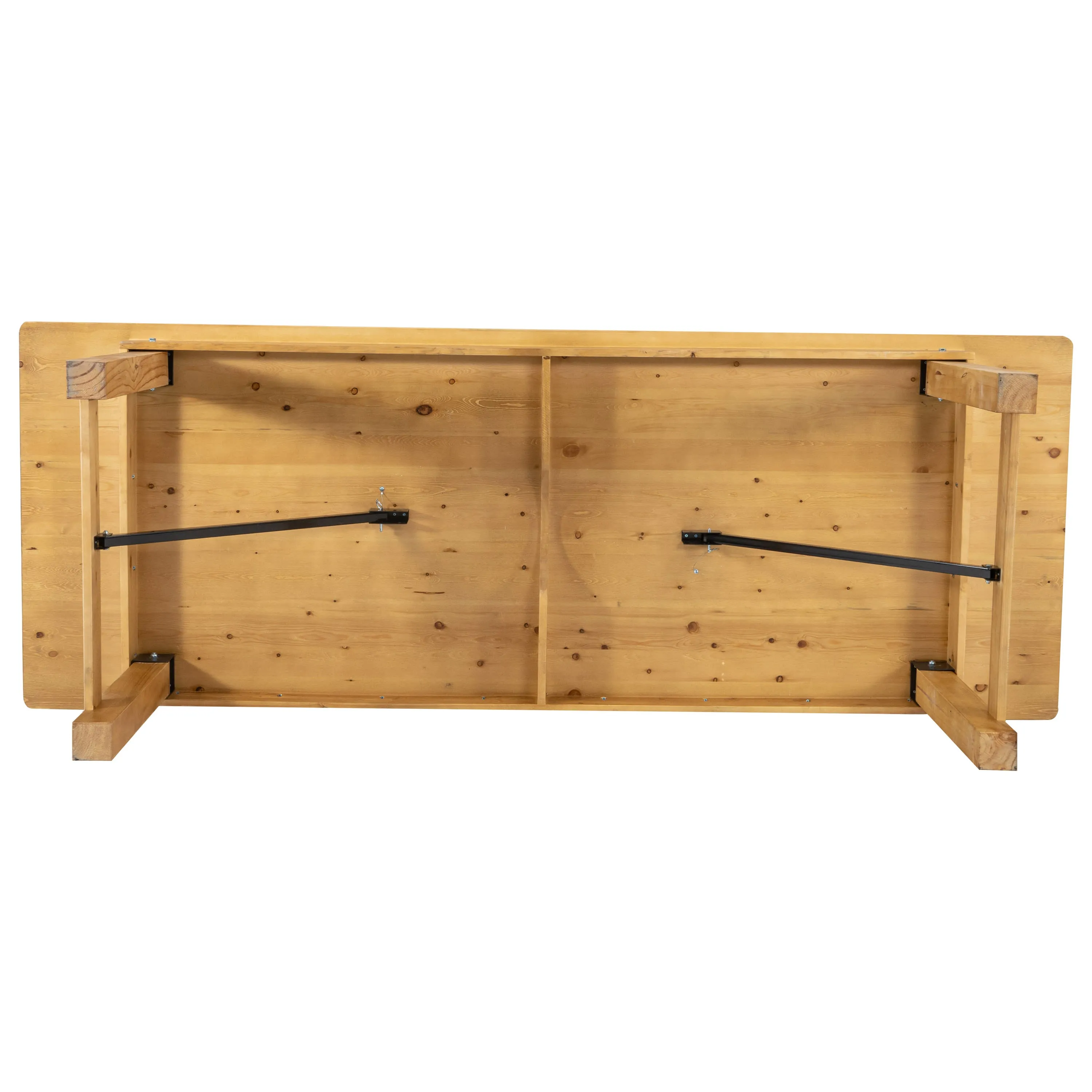 HERCULES Series 9' x 40" Rectangular Solid Pine Folding Farm Table