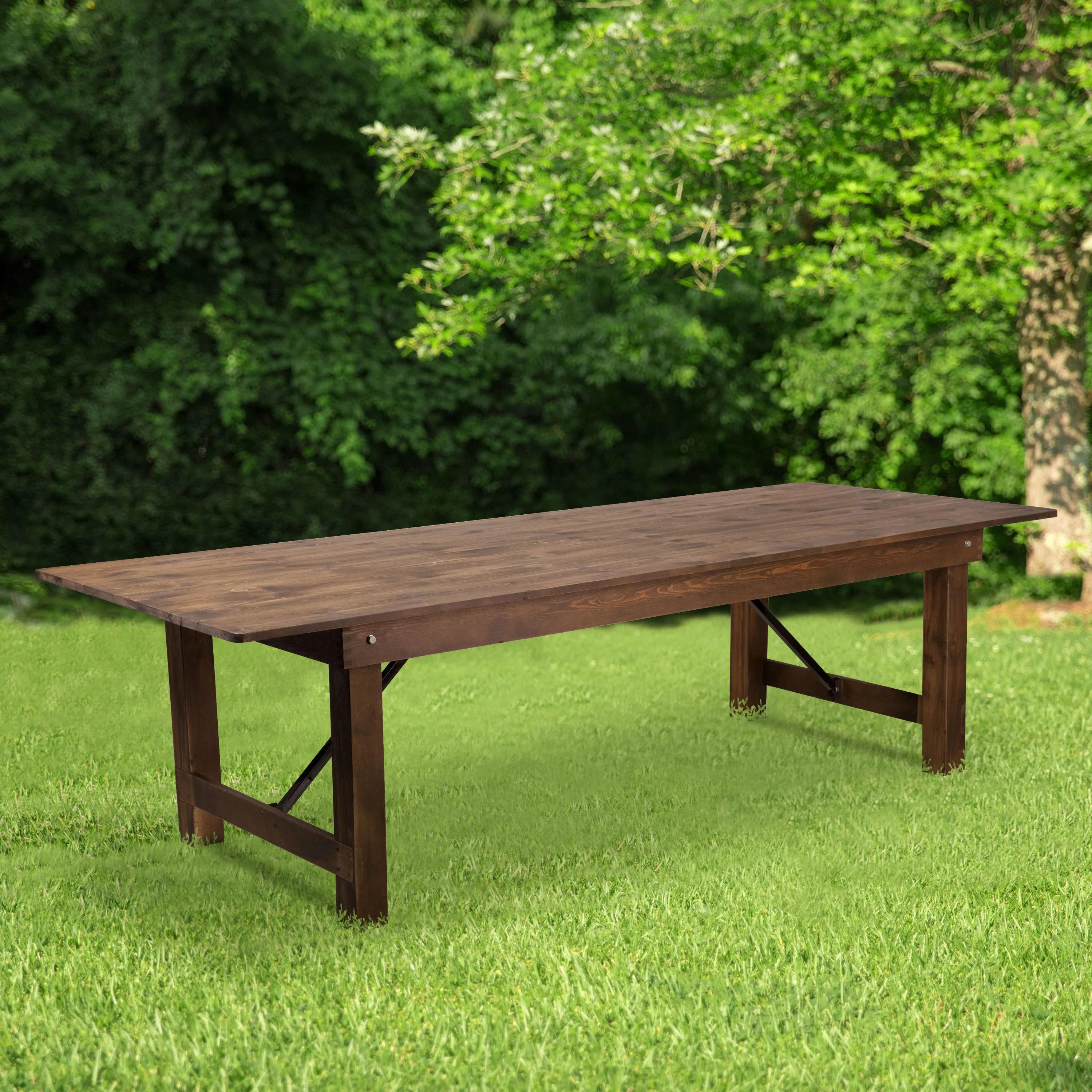 HERCULES Series 9' x 40" Rectangular Solid Pine Folding Farm Table