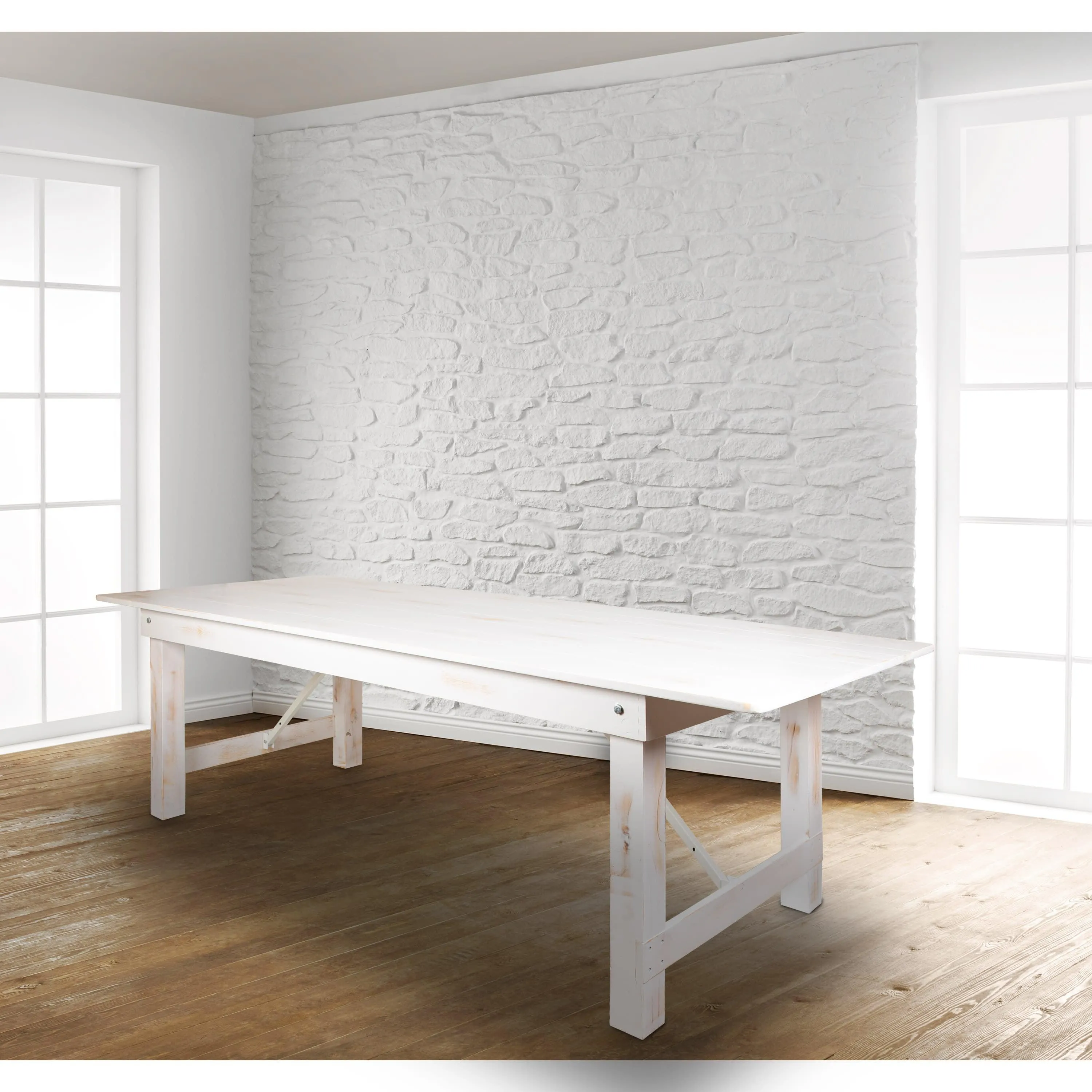 HERCULES Series 9' x 40" Rectangular Solid Pine Folding Farm Table
