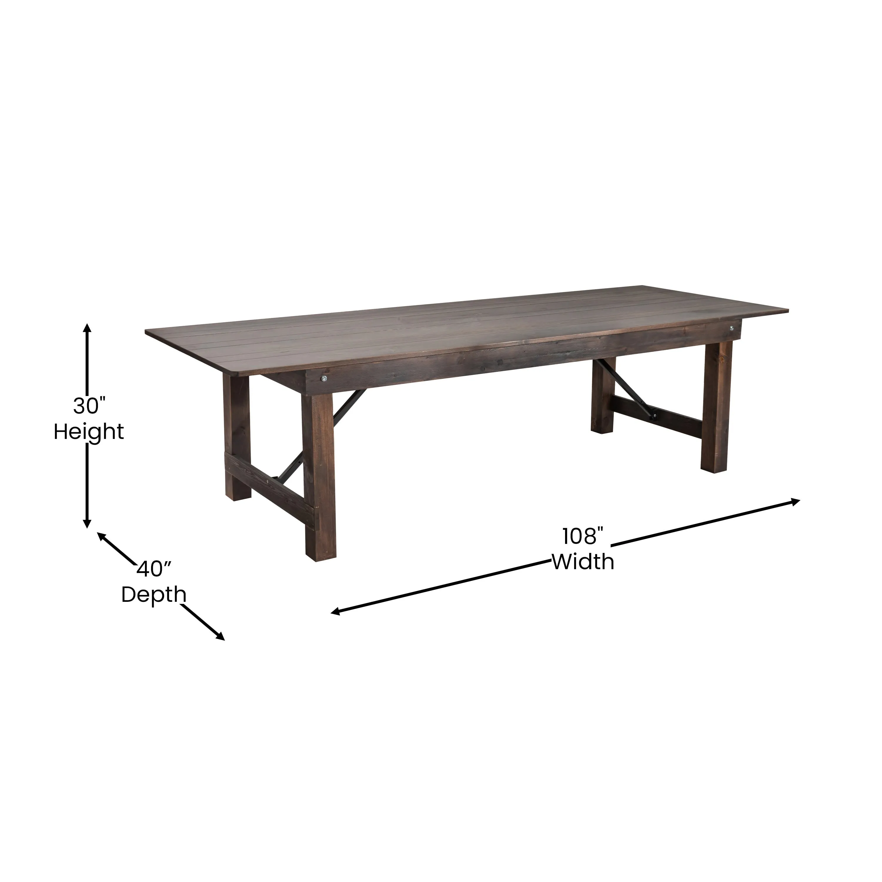 HERCULES Series 9' x 40" Rectangular Solid Pine Folding Farm Table