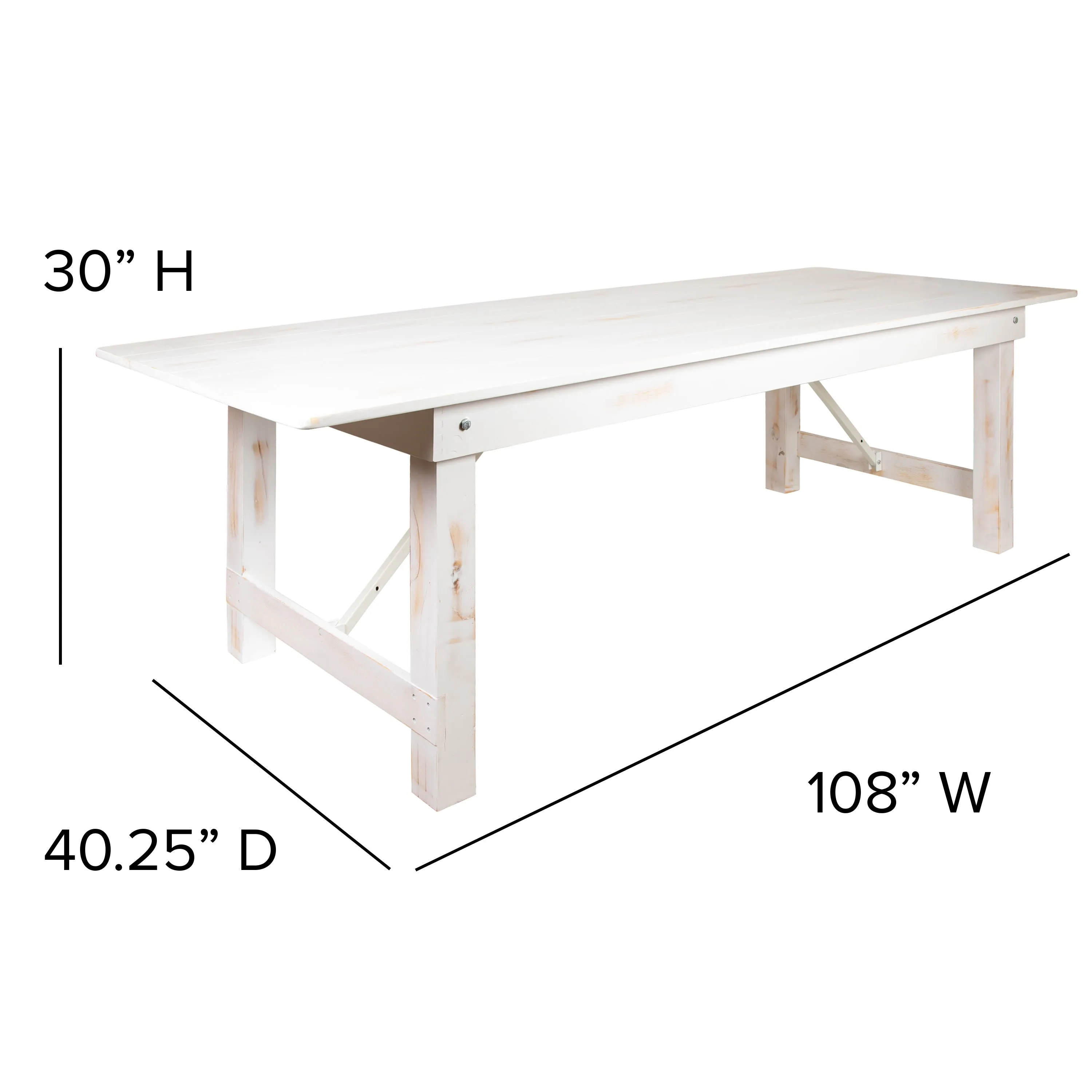 HERCULES Series 9' x 40" Rectangular Solid Pine Folding Farm Table