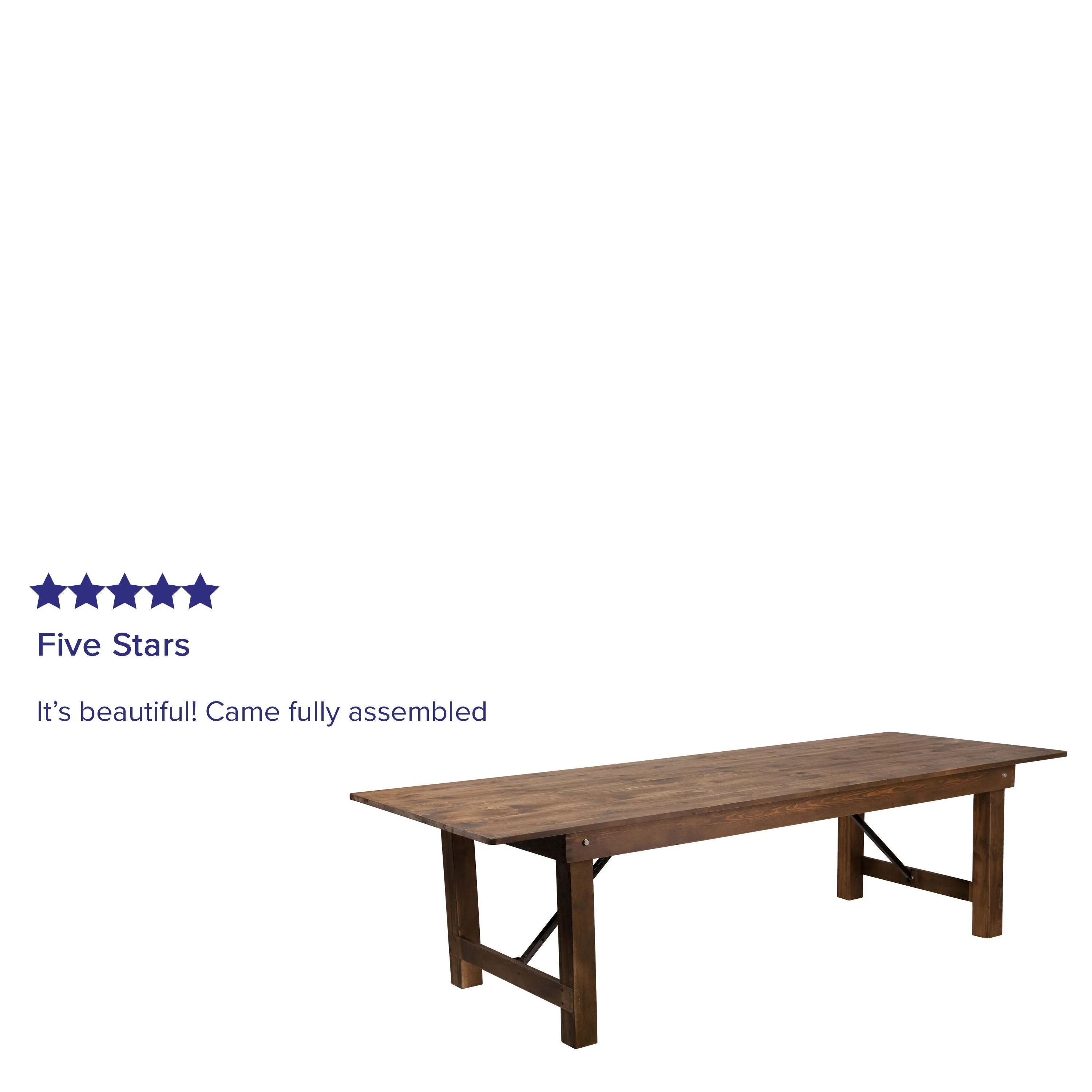 HERCULES Series 9' x 40" Rectangular Solid Pine Folding Farm Table