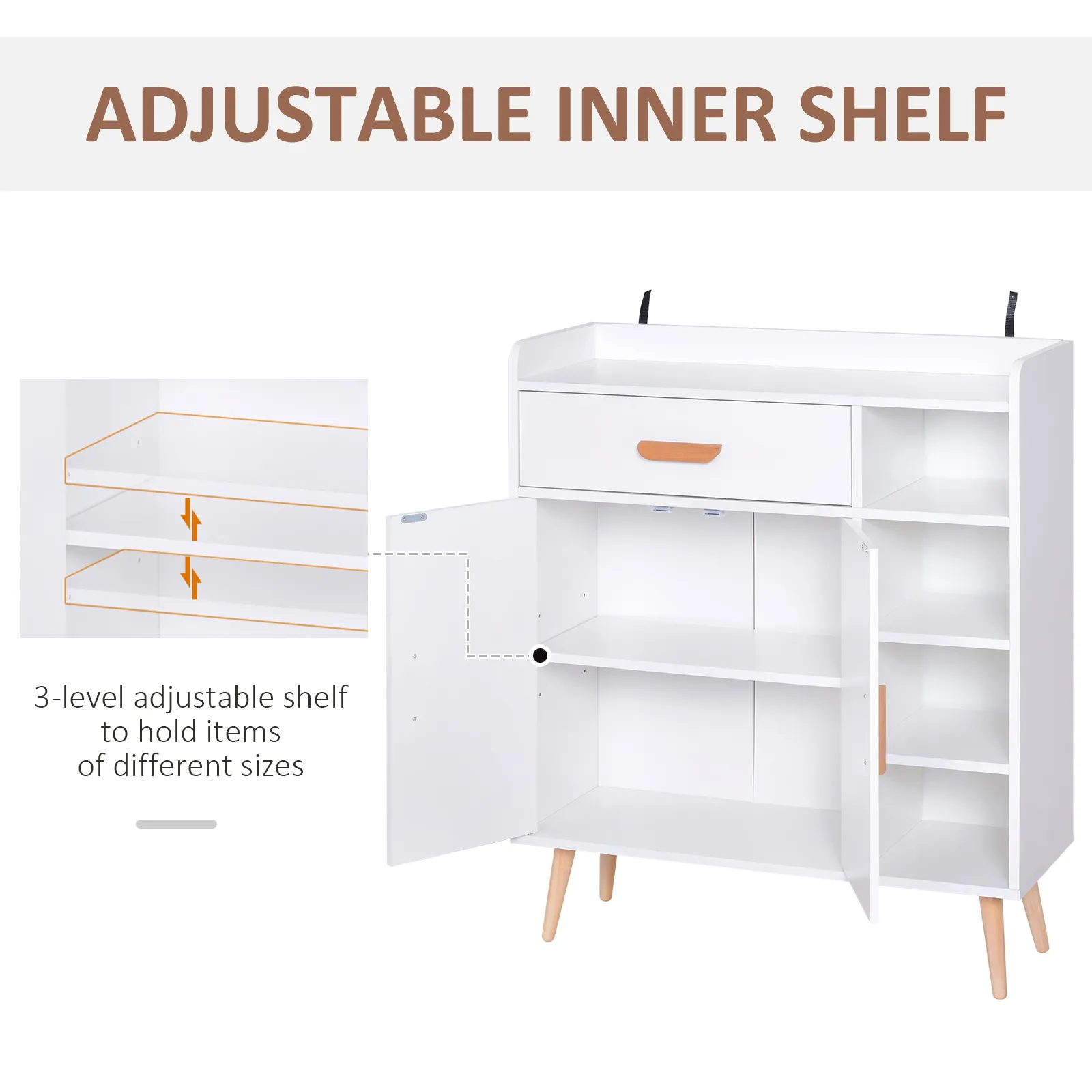 HOMCOM White Sideboard with Storage Drawer for Hallway, Kitchen, Bedroom, and Living Room - Stylish and Functional Floor Cupboard