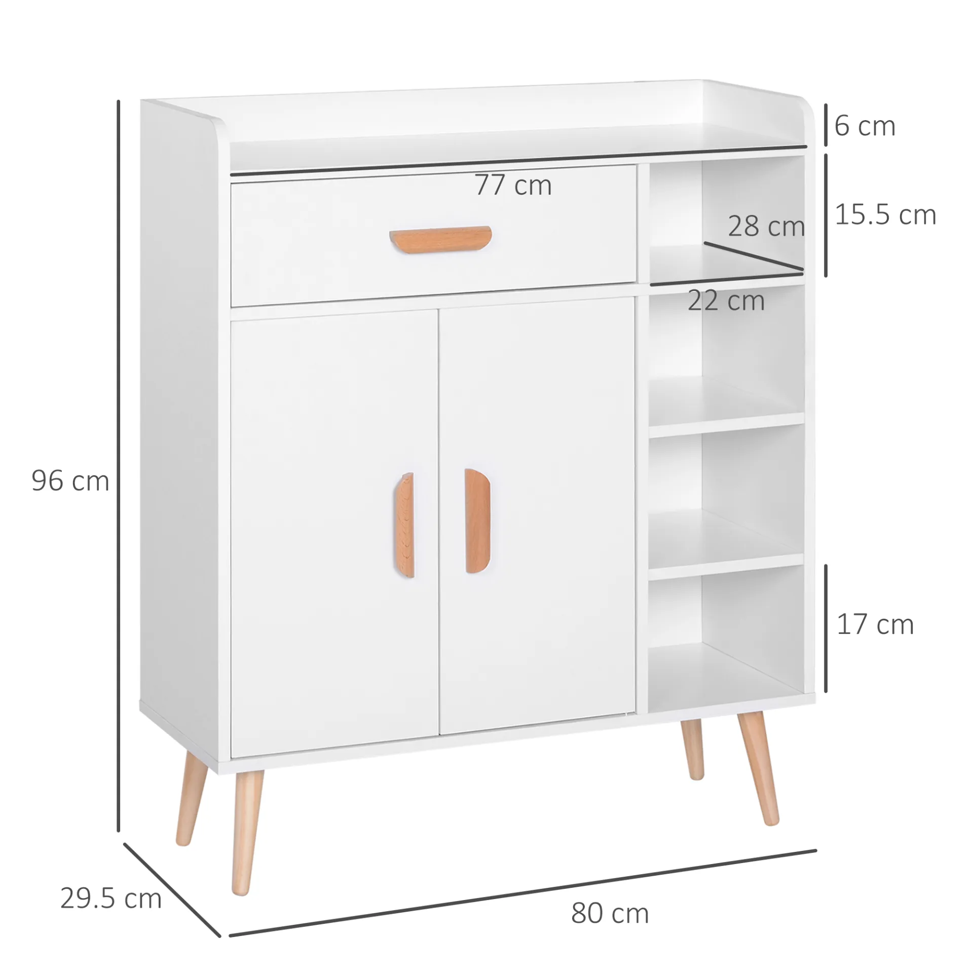 HOMCOM White Sideboard with Storage Drawer for Hallway, Kitchen, Bedroom, and Living Room - Stylish and Functional Floor Cupboard
