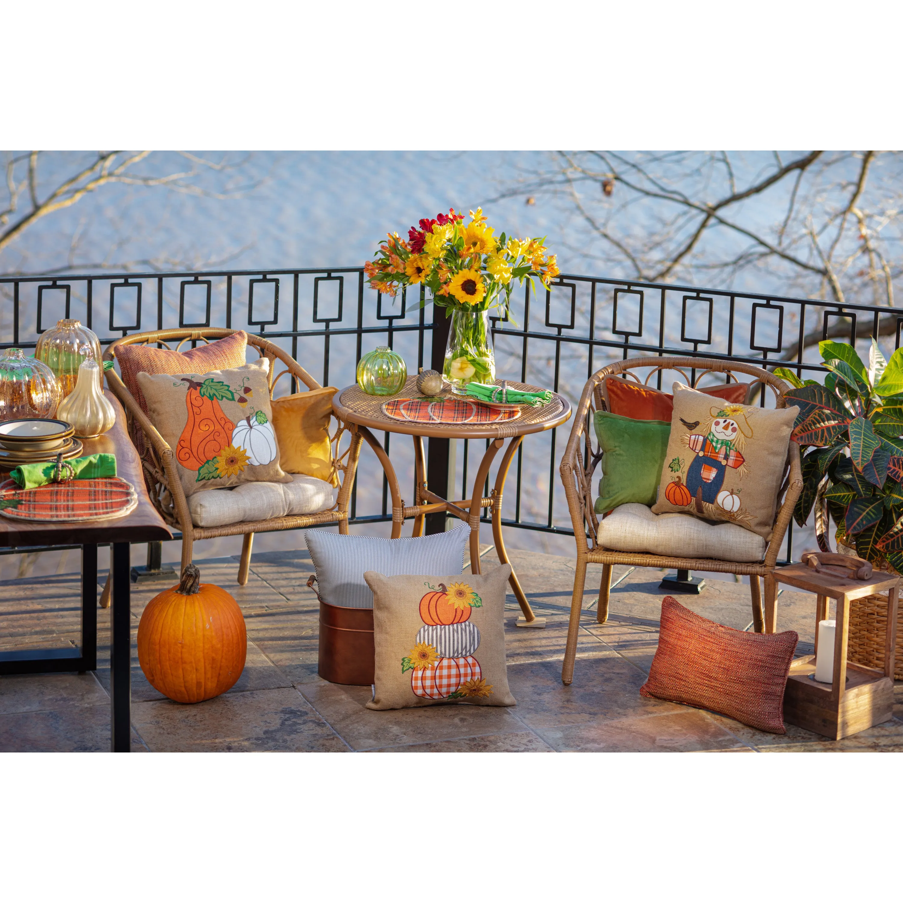 Indoor Harvest Squash 16.5-inch Throw Pillow