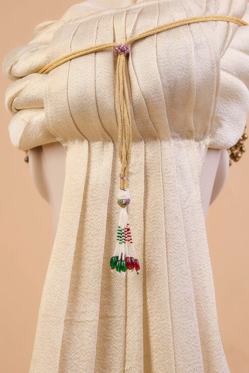 Ivory Embroidered Sehra With Drop Pearls