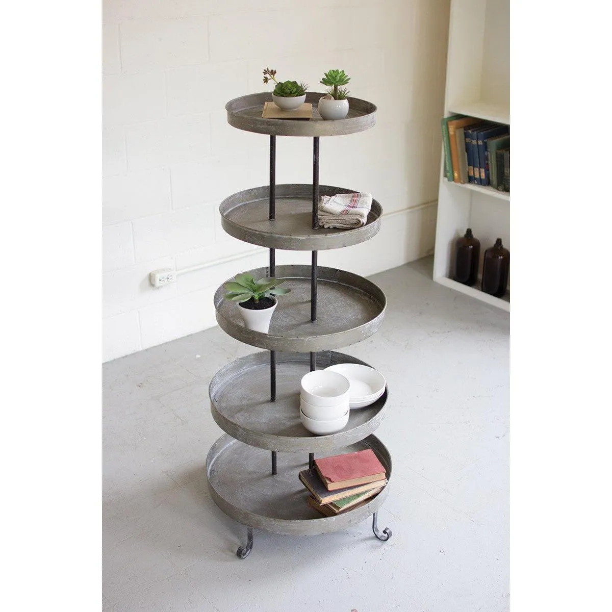 Kalalou - Five Tiered Round Metal Display Tower
