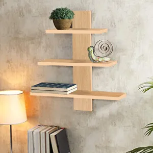 Kawachi Engineered MDF Wood Wall shelf Home Decor Items For Living Room Display Rack Storage Shelves Beige