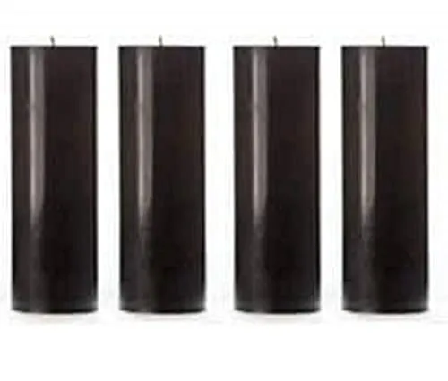 Kigs Enterprise Pack of 4 Pcs Premium 2"× 6" Each Premium Black Big Non Scented Pillar Candle (2 Inch x 6 Inch Each) (Pack of 4 Pcs/ 2" × 6" Each, Black)