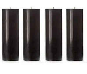 Kigs Enterprise Pack of 4 Pcs Premium 2"× 6" Each Premium Black Big Non Scented Pillar Candle (2 Inch x 6 Inch Each) (Pack of 4 Pcs/ 2" × 6" Each, Black)