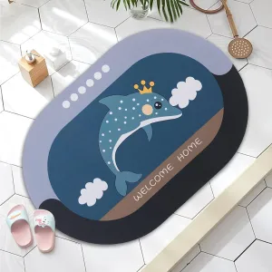 Kuber Industries Bath Mat | PVC Bathroom Mat | Shower Bath Mat | Floor Tub Mat | Diatom Mud Oval Mat | Anti-Skid Shower Bathroom Mat | CF-220821 | Multi