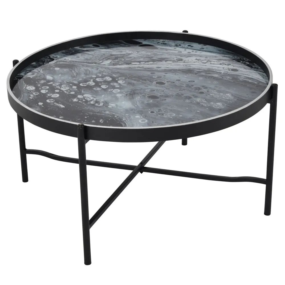 Libra Interiors Monochrome Swirl Coffee Tray Table