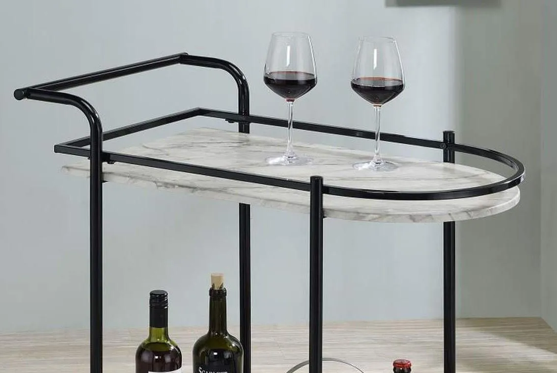 Luxurious 2 Tier Oval Iron Trolley with Marble Shelves - Modern Design