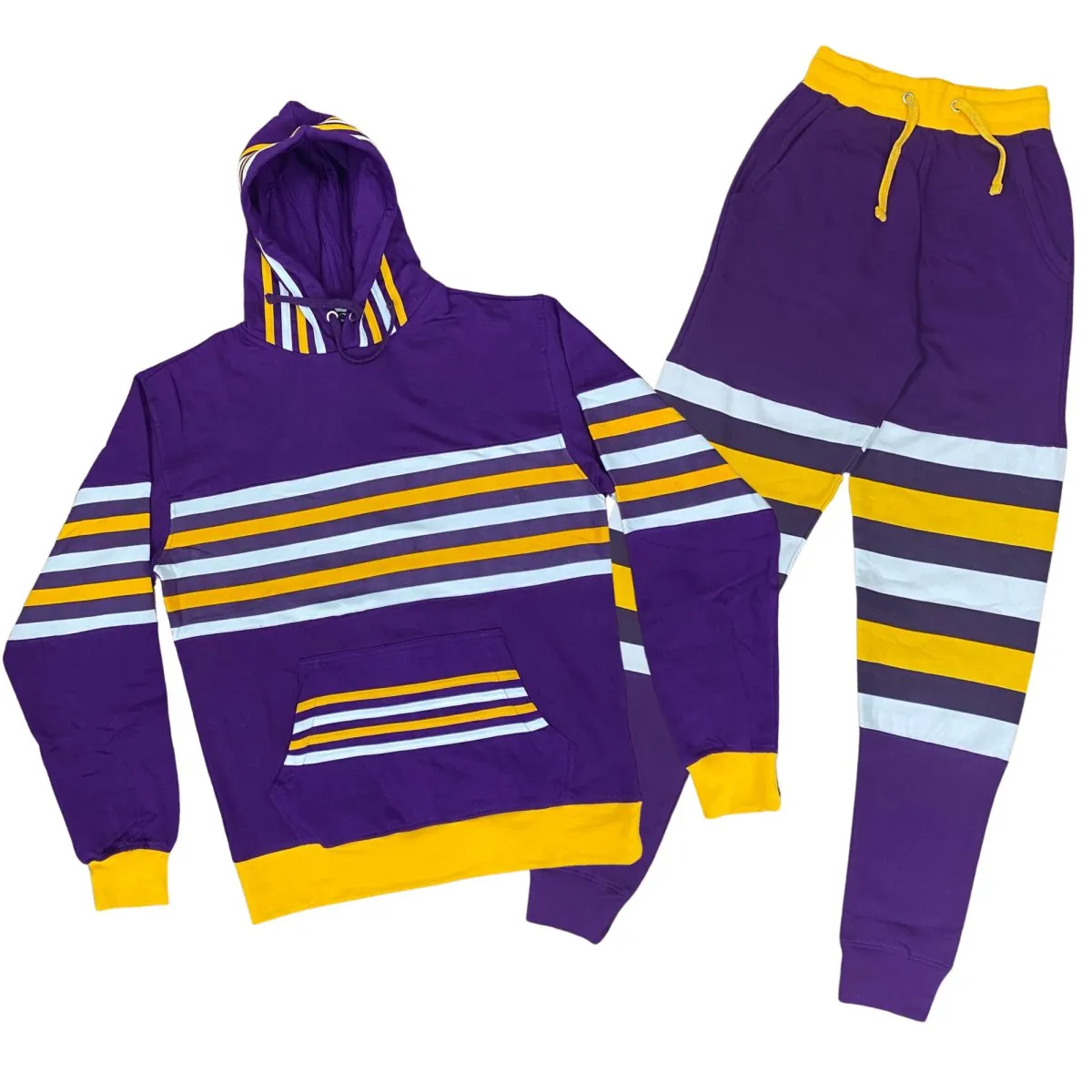 Matching Purple Mardi Gras Sweatsuit with Regal Stripes