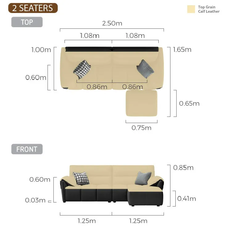 MATTHEW Leather Sofa with Movable Ottoman