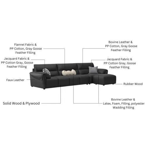 MATTHEW Leather Sofa with Movable Ottoman