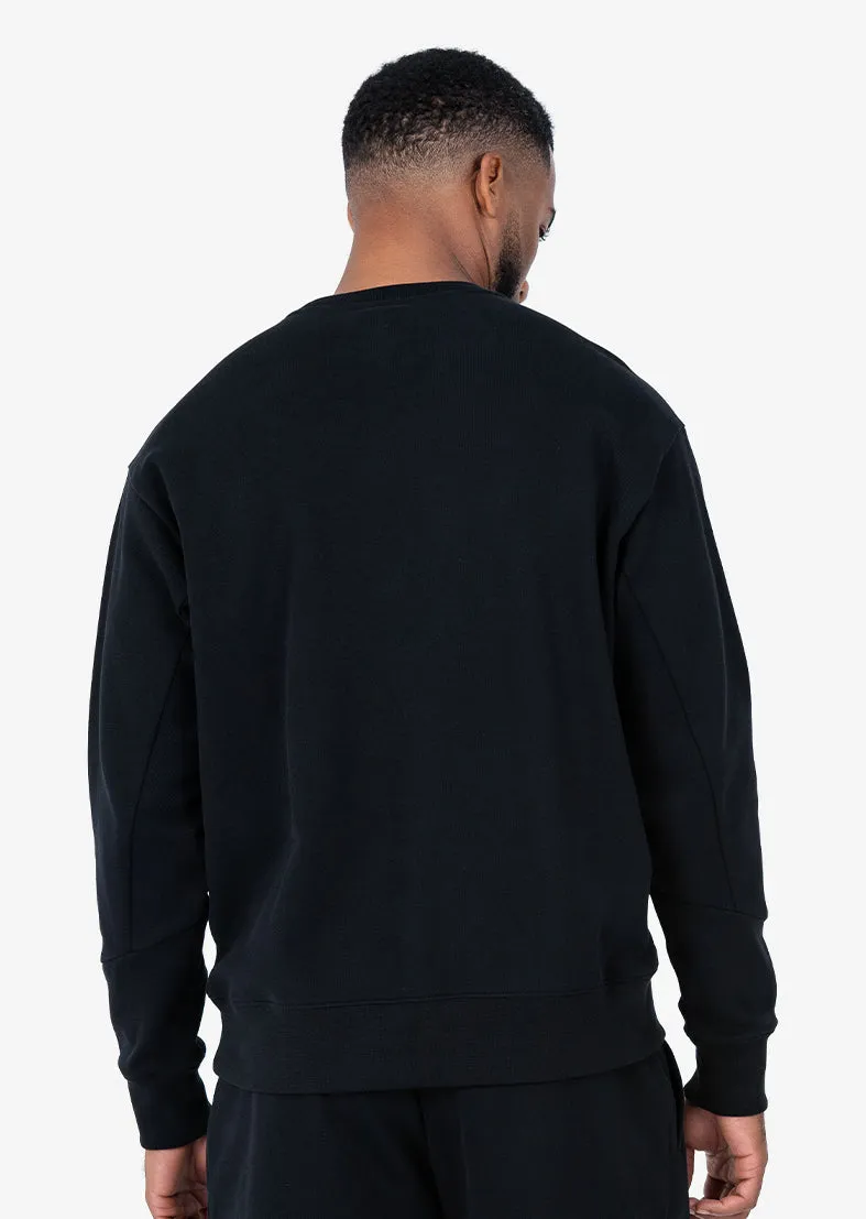 Mens Premium Textured Crew Neck Sweat Black