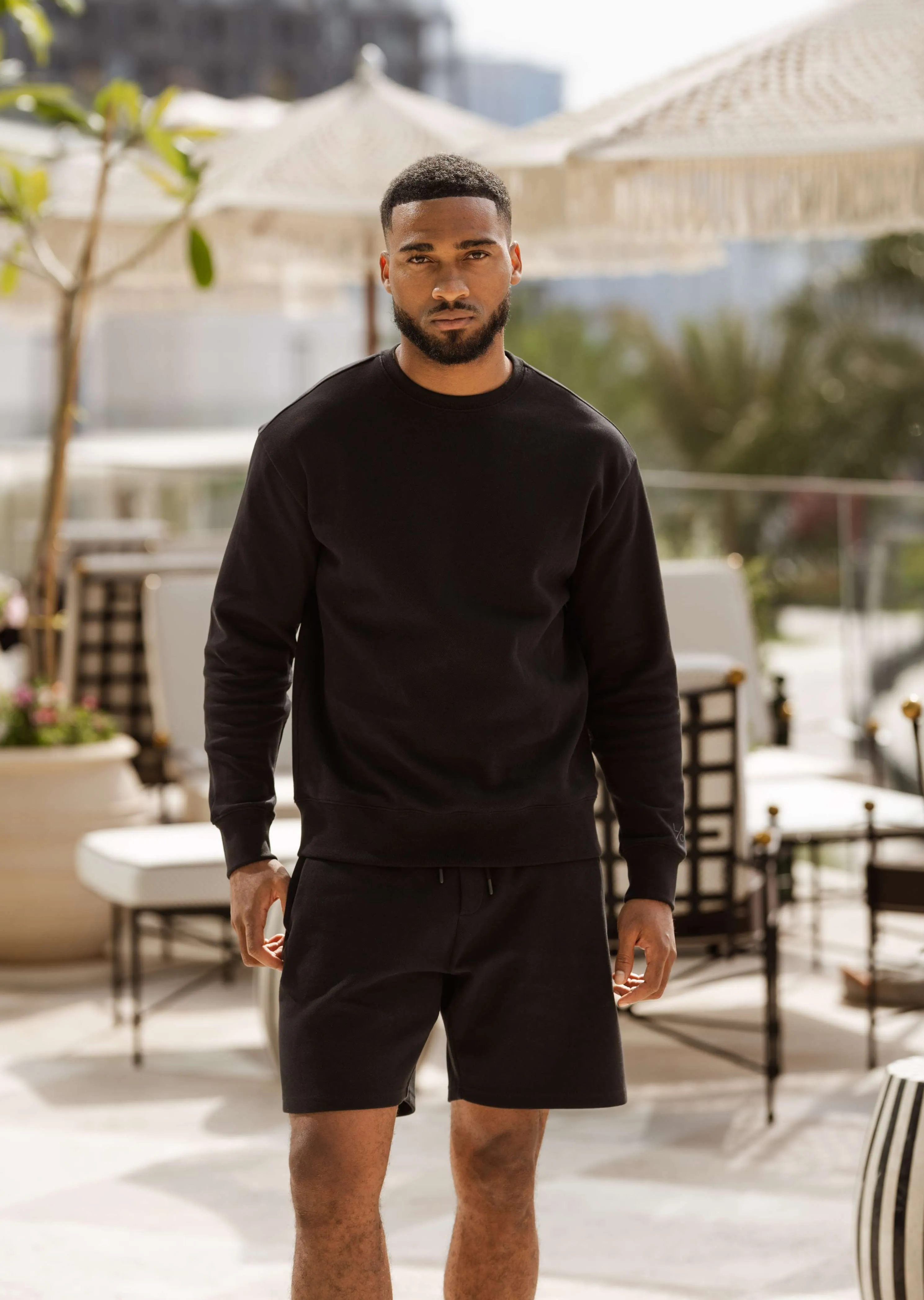 Mens Premium Textured Crew Neck Sweat Black
