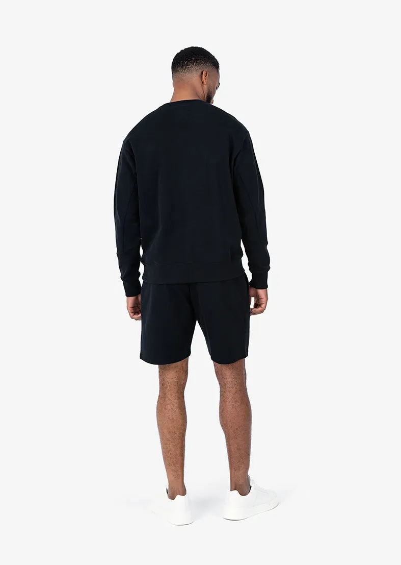 Mens Premium Textured Crew Neck Sweat Black