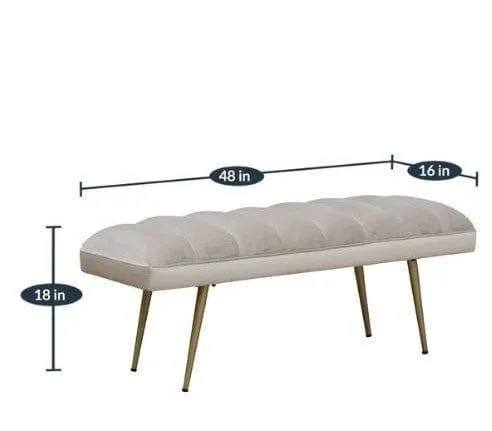 Milly Metal Bench In Velvet Grey Colour