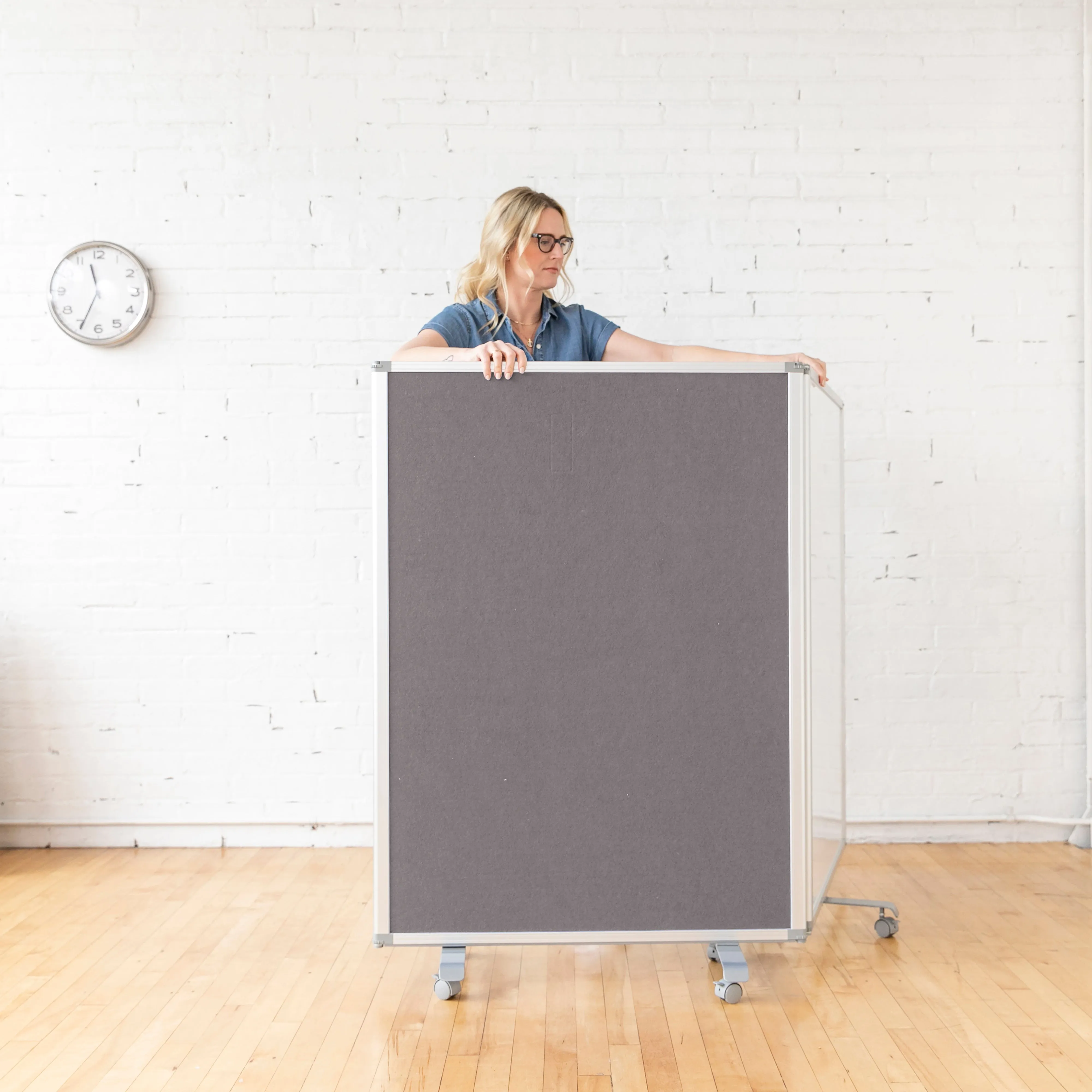 Mobile Dry-Erase and Flannel Room Divider, 3-Panel, School Supplies